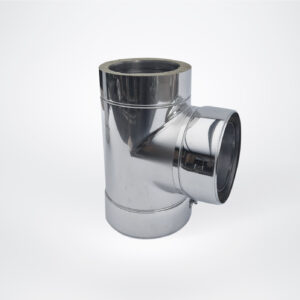 T-Stück Anschlussstück 90 ° Edelstahlschornstein Feuerungsanschluss Doppelwandig 150mm