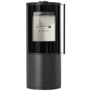 Runder Kaminofen SVEN mit 7kW BIMSCHV- 2 Lagerware Panoramascheibe Effizient heizen mit modernem Design und hoher Leistung