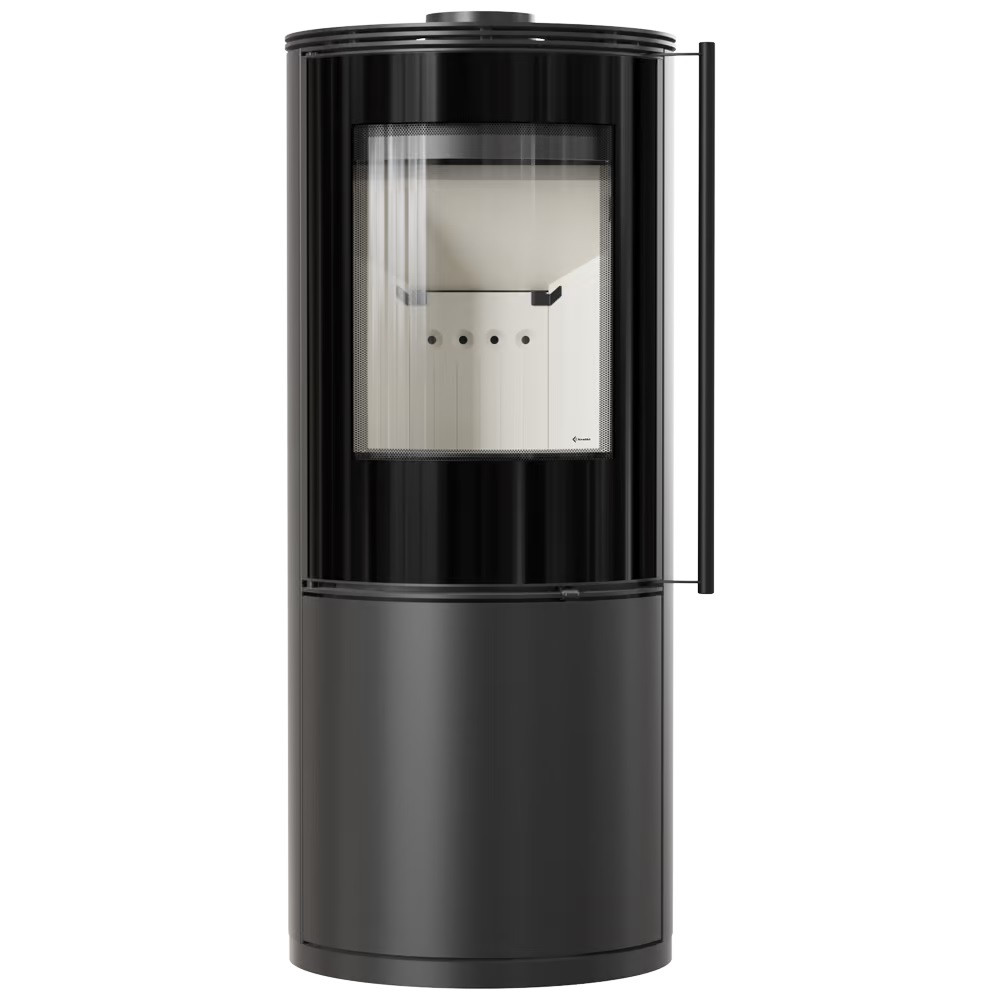 Runder Kaminofen SVEN mit 7kW BIMSCHV- 2 Lagerware Panoramascheibe Effizient heizen mit modernem Design und hoher Leistung