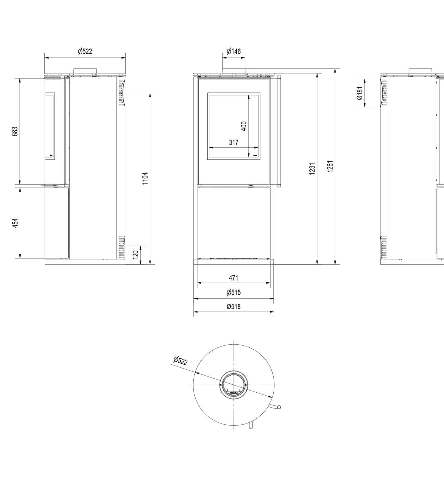 Runder Kaminofen SVEN mit 7kW BIMSCHV- 2 Lagerware Panoramascheibe Effizient heizen mit modernem Design und hoher Leistung – Bild 5