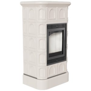 Kaminofen Kachelofen-Design BLANKA Retro-Stil 8kW Kachelverkleidung in creme oder schwarz 160mm klassischer Holzofen
