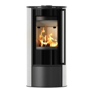 Kaminofen ERIK 5,5 kW mit Seitenverkleidung in WHITE SATIN weiss kostenloser Versand