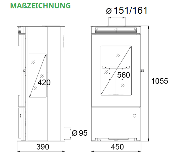 Panorama Kaminofen 9,1kW Drei- Seiten Neu Modern Tri-View Tri- Vision – Bild 4