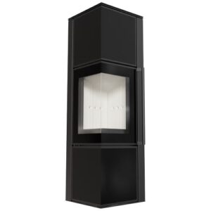 Kaminofen TORA / M 8 kW Ø 150 Schwarzes Glaspaneel Eck-Kamin Eckkamin Modern BlmSchV II