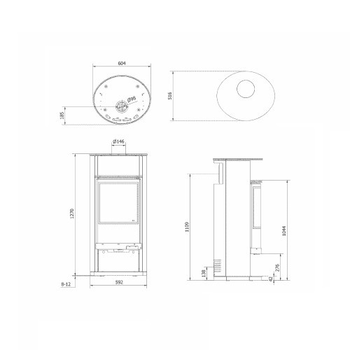 Kaminofen RUNA 6-10 kW – Freistehender Ofen mit Panoramascheibe, hoher Effizienz & ECODESIGN-Zertifizierung BImSchV 2 Modernes Design – Bild 4